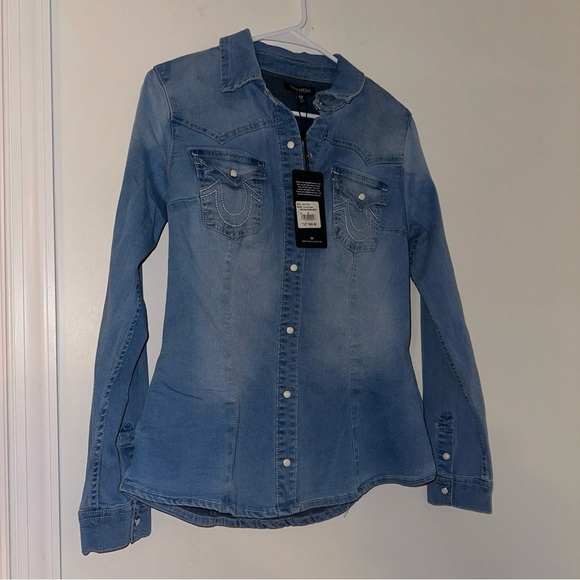 True Religion Pearl Snap Western Style Button Down Shirt Women's Size S (NWT) - Picture 1 of 7